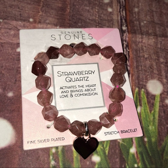 π Strawberry Quartz Stretchy π Charm Bracelet - Picture 2 of 6